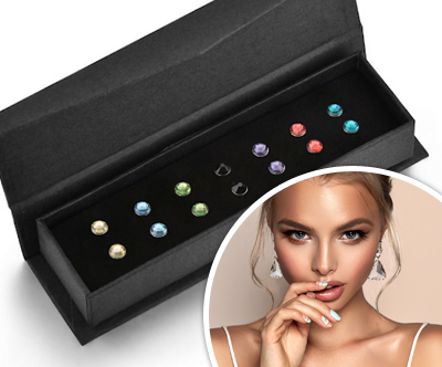 Čudovit komplet 7 parov uhanov s kristali Swarovski