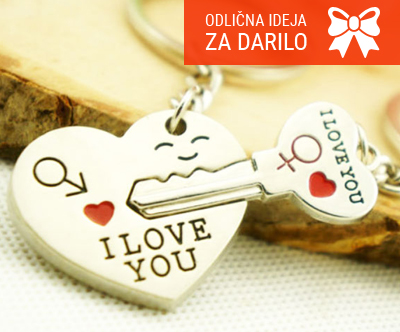 Prikupen obesek I love you, sestavljen iz 2 delov