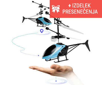 Mini helikopter Drony, ki sledi gestam rok 
