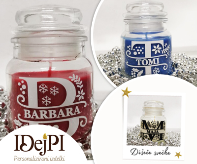 Personalizirana dišeča sveča v različnih barvah