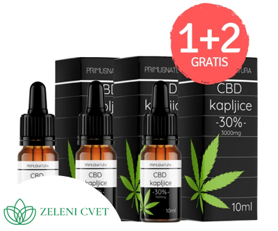 CBD kapljice 30% 1+2 gratis, prehransko dopolnilo