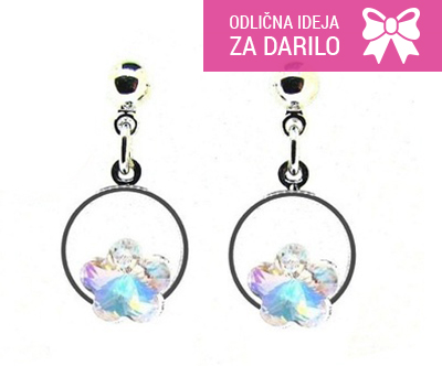 Par ročno izdelanih uhanov Blue Rose s Swarovski krista