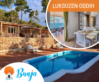 Botique kamp Bunja, Brač: mobilne hiške za 6 oseb