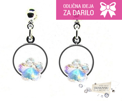 Par ročno izdelanih uhanov Blue Rose s Swarovski krista