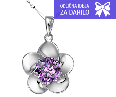 Prestižna srebrna verižica Purple Flower