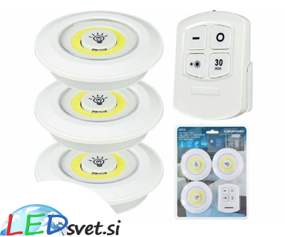 3x brezžična svetilka LED COB, daljinsko upravljanje