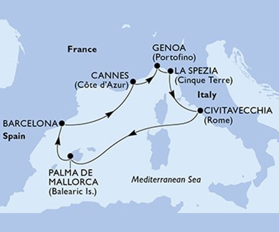 Križarjenje z MSC Seaview Italija-Španija-Francija