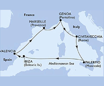 Križarjenje z MSC Seaside Italija-Francija-Španija