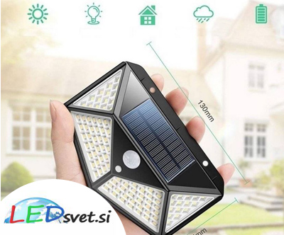 100 LED SMD solarna stenska svetilka s PIR sezorjem