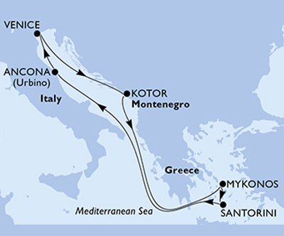 Križarjenje z MSC Lirica Italija-Črna Gora-Grčija