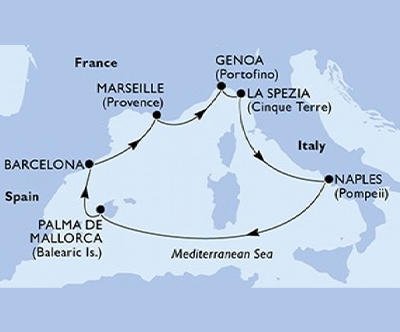 Križarjenje z MSC Fantasia Italija-Španija-Francija