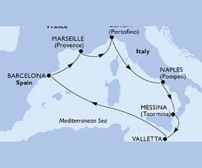 Križarjenje MSC World Europa Italija-Španija-Francija