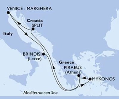 Križarjenje z MSC Armonia Italija-Grčija-Hrvaška