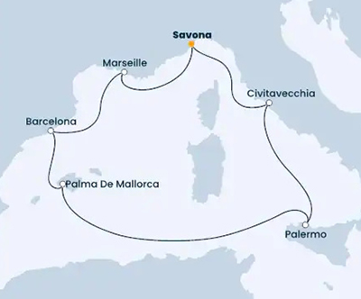 Križarjenje s Costa Toscana Francija-Španija-Italija