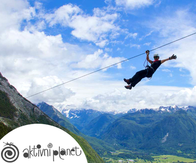 Adrenalinski park Bovec: zipline spust