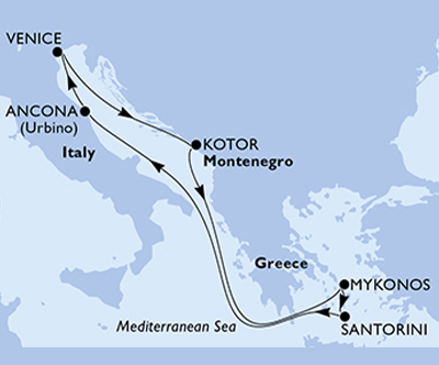 Križarjenje z MSC Lirica Italija-Črna gora-Grčija