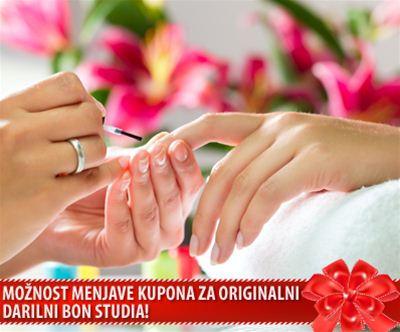 Wellness manikura z enobarvnim permanentnim lakiranjem