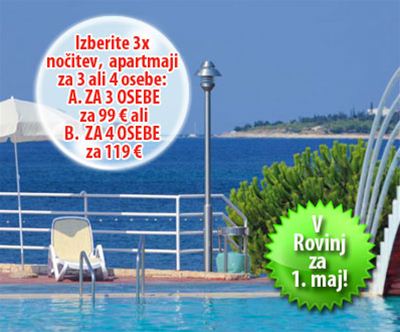 Apartmaji Rovinj 1. maj od 99 eur