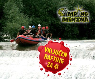 Mobilne hiške, rafting, večerja