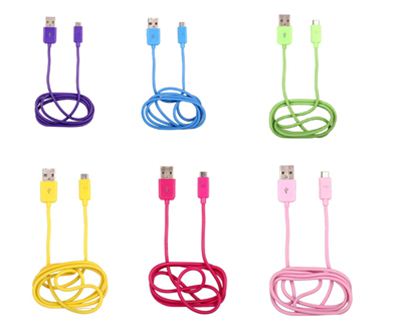 USB polnilnik s kablom v kar 10 razlicnih barvah