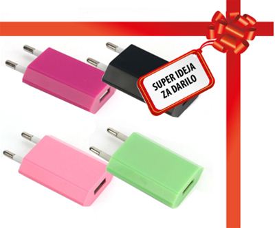 USB polnilnik s kablom v kar 10 razlicnih barvah