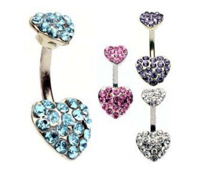 Piercing s Swarovski Elements kristali, 2x