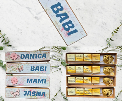 Darilni paket 4 gianduja pralinejev z broško