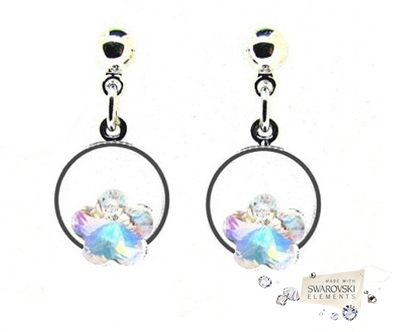 Par ročno izdelanih uhanov Blue Rose s Swarovski krista