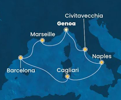 Križarjenje s Costa Toscana Francija-Španija-Italija
