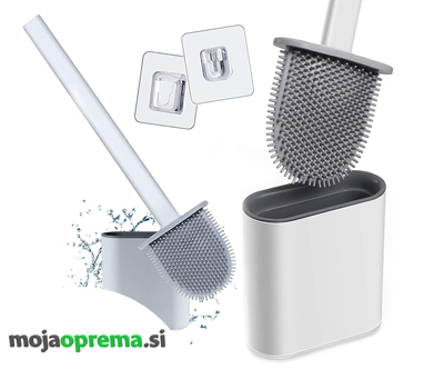 Silikonska WC ščetka + 2 samolepilna nosilca