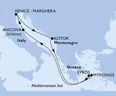 Križarjenje MSC Lirica Italija-Črna gora-Grčija