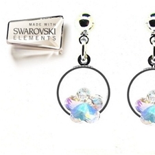 Par ročno izdelanih uhanov Blue Rose s Swarovski krista