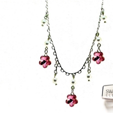 Ročno izdelana unikatna verižica Pink Flower