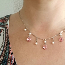 Ročno izdelana unikatna verižica Pink Flower