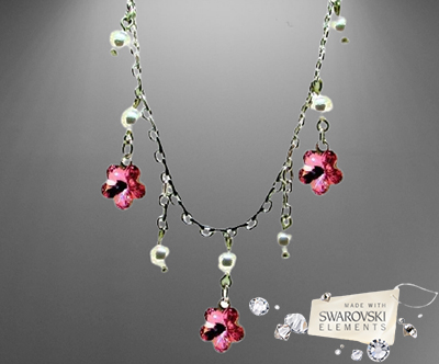 Ročno izdelana unikatna verižica Pink Flower