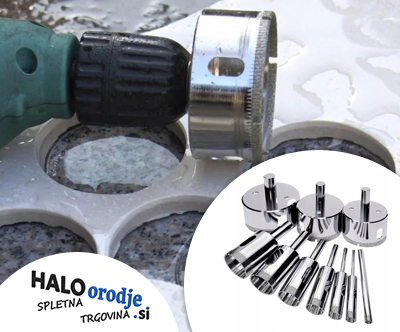 Set 10 diamantnih kronskih žag za trdo keramiko gres Set 10 diamantnih kronskih žag za trdo keramiko gres