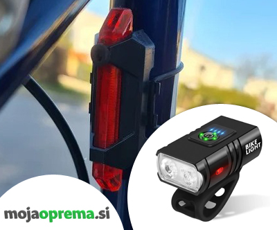 Set akumulatorske kolesarske svetilke in zadnje luči Set akumulatorske kolesarske svetilke in zadnje luči