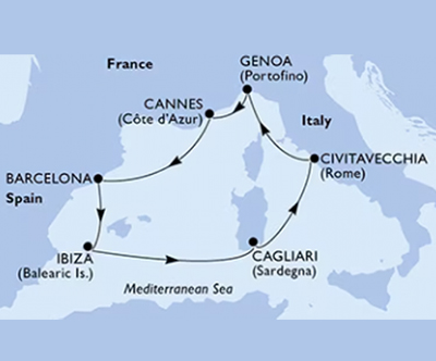 Križarjenje z MSC Musica Francija-Španija-Italija