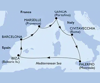 Križarjenje z MSC Seaview Italija-Španija-Francija
