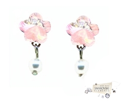 Par ročno izdelanih uhanov Blue Rose s Swarovski krista