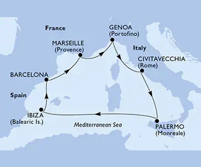 Križarjenje MSC Seaview Italija-Španija-Francija