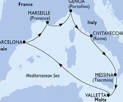 Križarjenje MSC World Asia Italija-Malta-Španija