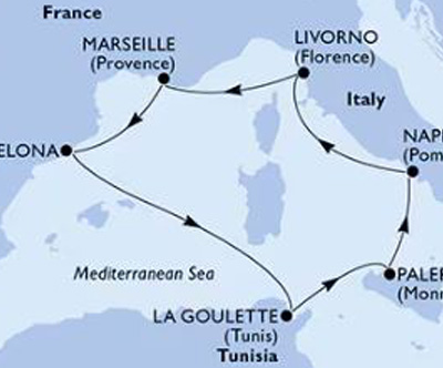 MSC Virtuosa Italija-Francija-Španija-Tunizija