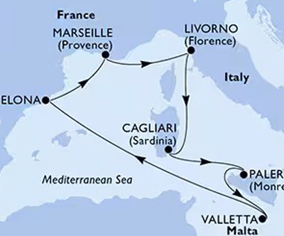 Križarjenje MSC Splendida Italija-Malta-Španija