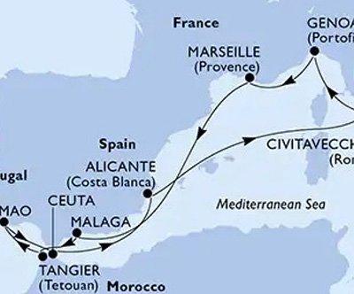 Križarjenje MSC Sinfonia Italija-Francija-Maroko
