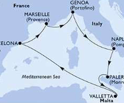 Križarjenje z MSC Seaview Italija-Španija-Francija