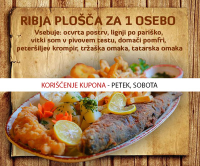 Bogata ribja plošca v Okrepcevalnici Zelena dolina