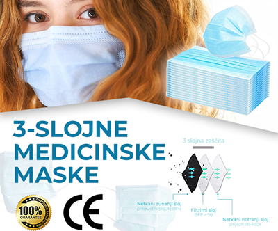 2x komplet 50 kosov trislojnih medicinskih mask 